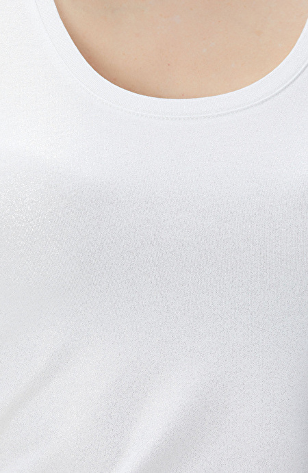 Kırık Beyaz Varak Baskılı T-shirt_5