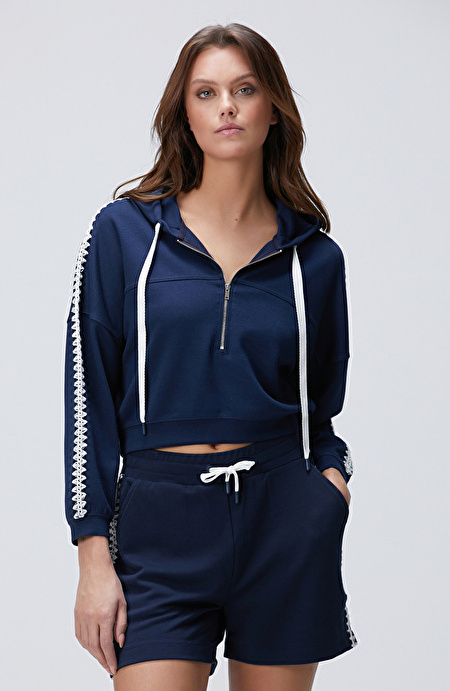 Lacivert Crop Sweatshirt_3