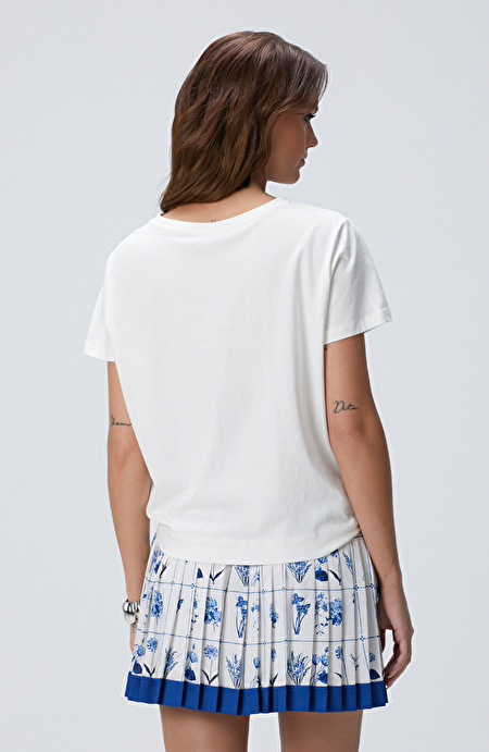 Lacivert Kırık Beyaz Desenli T-shirt_3
