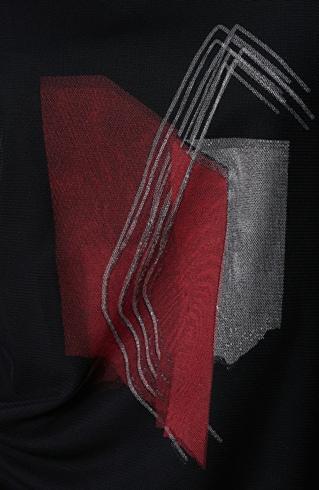 Siyah Tül Garnili T-shirt_5