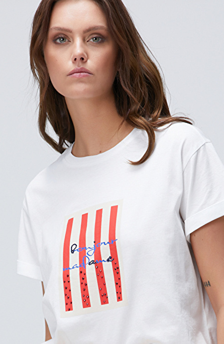 Beyaz Baskılı T-shirt_1