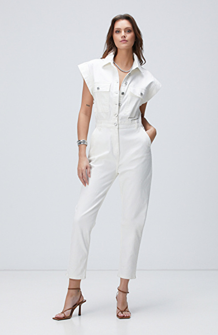 Kırık Beyaz Denim Tulum_3