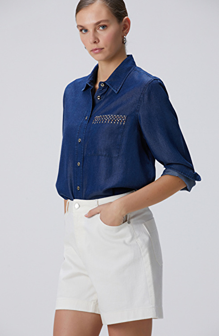 İndigo  Denim Gömlek