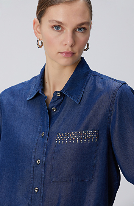 İndigo  Denim Gömlek_1