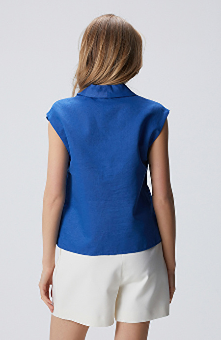 Saks Keten Karışımlı Bluz_4
