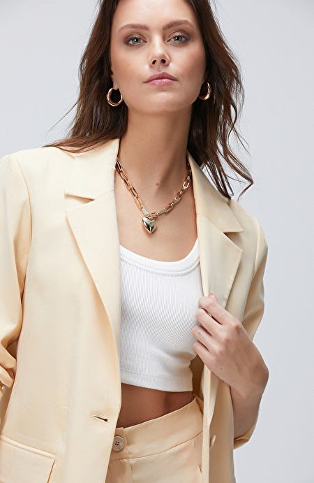 Açık Bej Cupro Blazer Ceket