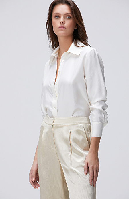 Limited Kırık Beyaz İpek Twill Gömlek
