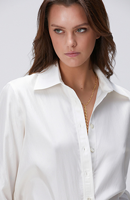 Limited Kırık Beyaz İpek Twill Gömlek_1