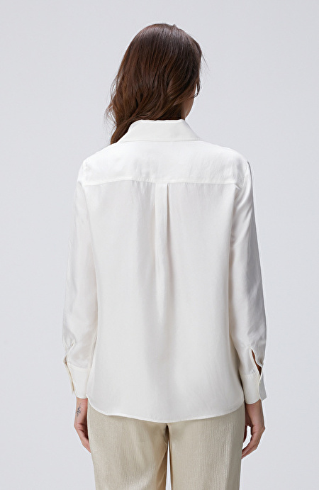 Limited Kırık Beyaz İpek Twill Gömlek_4