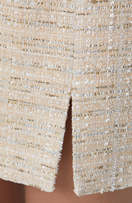 Limited Açık Bej Tweed Mini Etek_4
