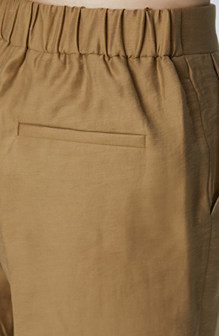 Yağ Yeşili Limited Keten Karışımlı Pantolon_4