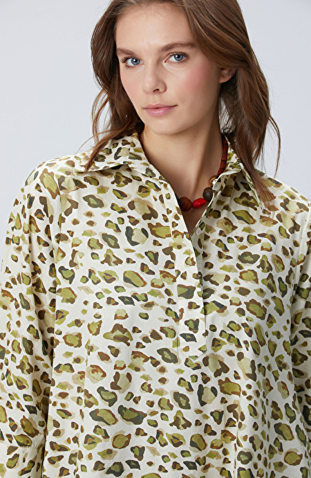 Yeşil Leopar Desenli Elbise_2