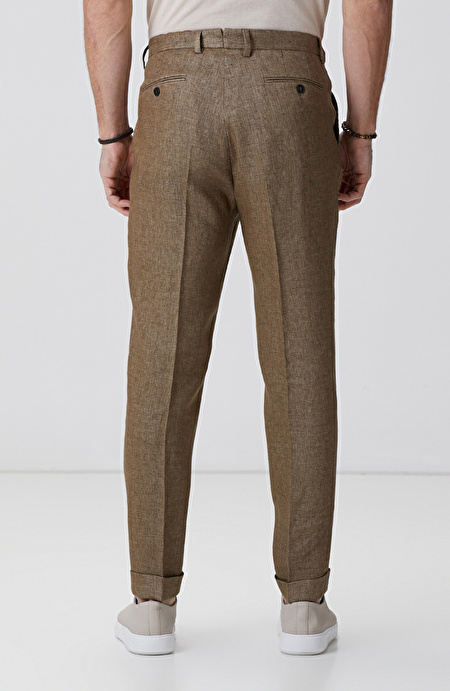 Camel Keten Karışımlı Pantolon_2