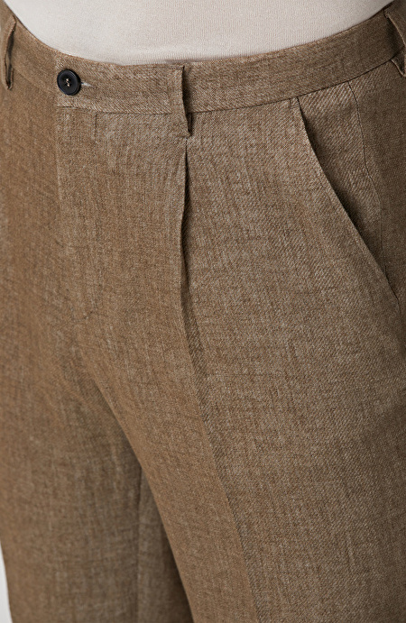Camel Keten Karışımlı Pantolon_3