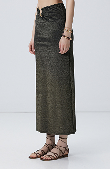 Siyah Gold Maxi Plaj Etek_3