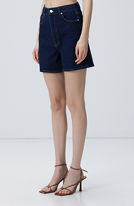 Lacivert Kısa Denim Şort_2
