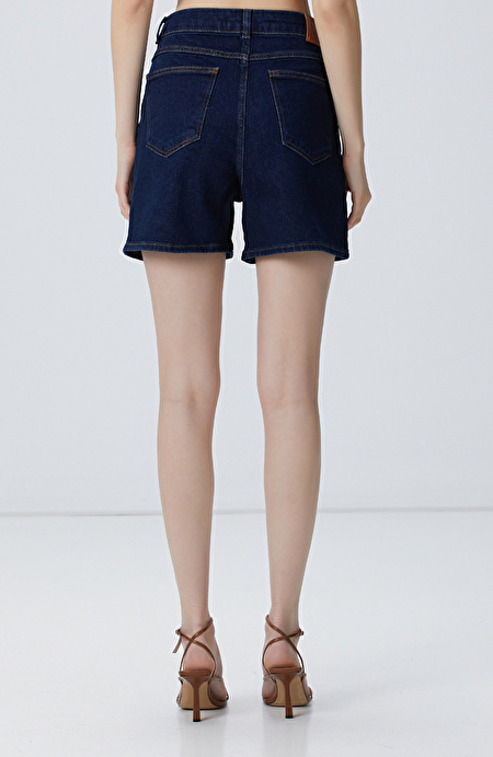 Lacivert Kısa Denim Şort_4