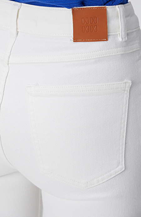 Kırık Beyaz Denim Pantolon_5