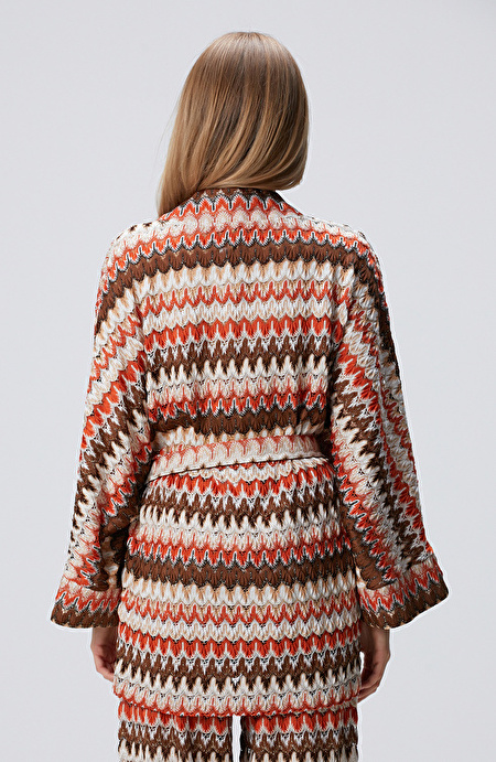 Kırık Beyaz Kahverengi Kısa Kaftan_4