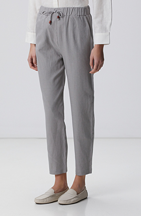 Gri Keten Mix Jogger Pantolon_1