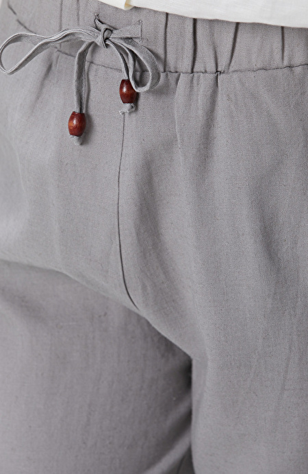 Gri Keten Mix Jogger Pantolon_4