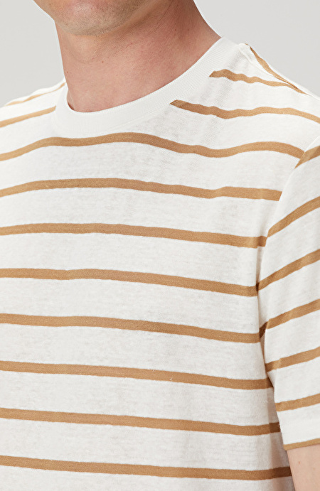 Kırık Beyaz Keten Karışımlı T-shirt_5