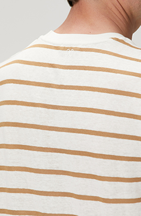Kırık Beyaz Keten Karışımlı T-shirt_6