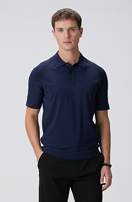 N-Tech Lacivert Polo Yaka Triko Kazak