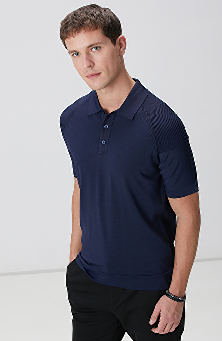 N-Tech Lacivert Polo Yaka Triko Kazak_1