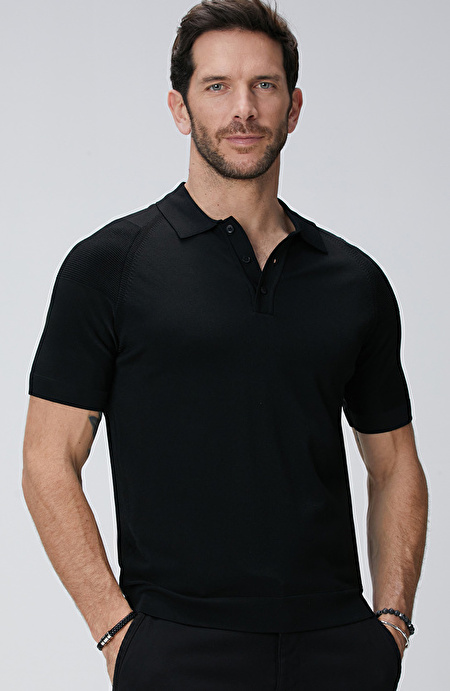 N-Tech Siyah Polo Yaka Kazak