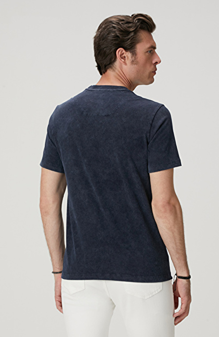 Lacivert Yıkamalı T-shirt_4