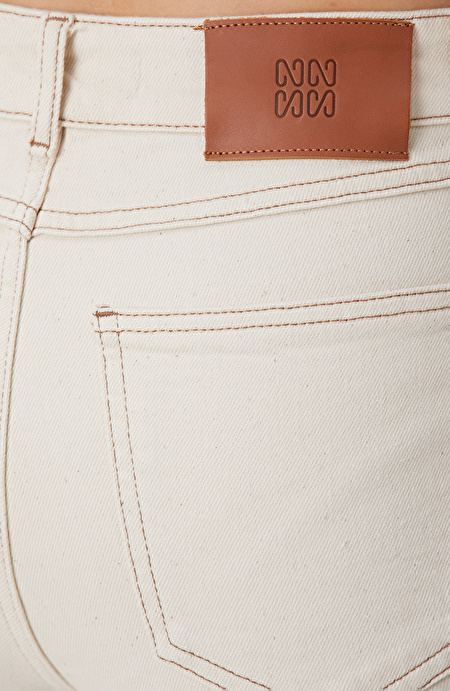 Kırık Beyaz Denim Pantolon_5