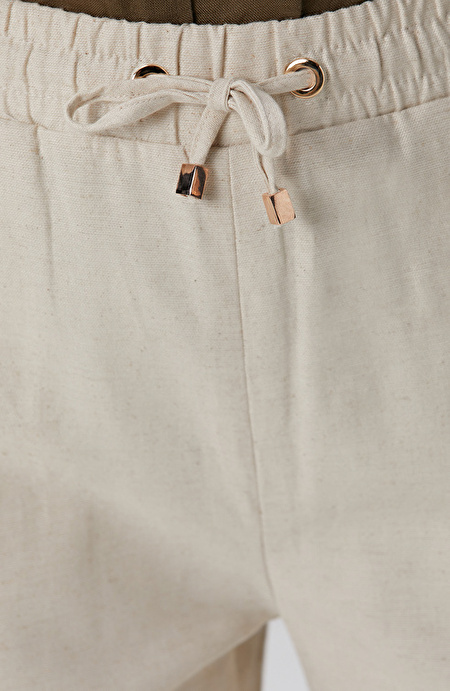 Naturel Keten Karışımlı Casual Pantolon_4