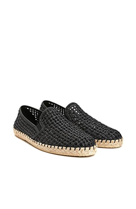Siyah Erkek Deri Espadril_1