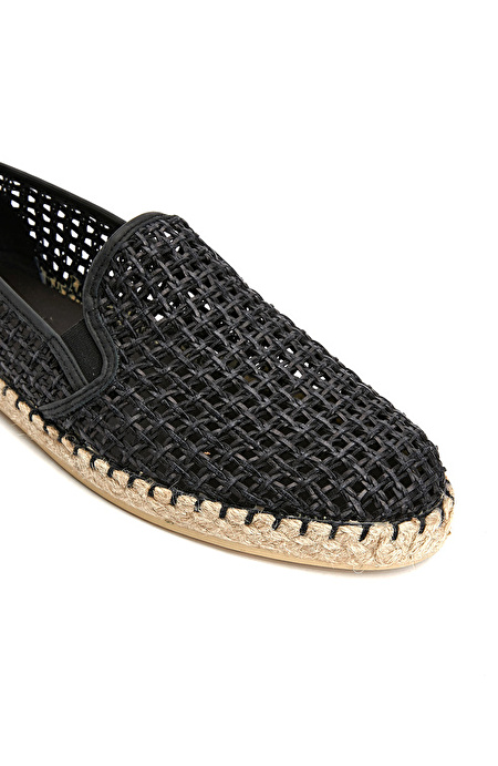 Siyah Erkek Deri Espadril_5