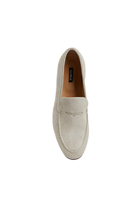 Kırık Beyaz Kadın Deri Loafer_3