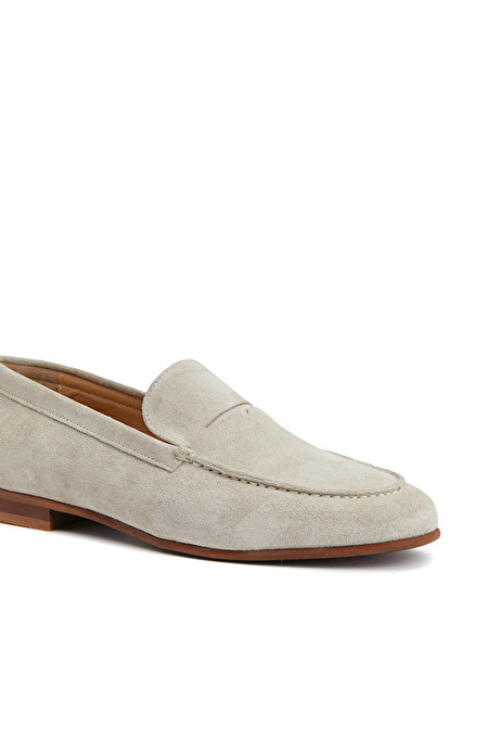 Kırık Beyaz Kadın Deri Loafer_5