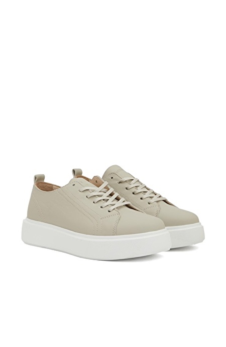 Bej Kadın Deri Sneaker
