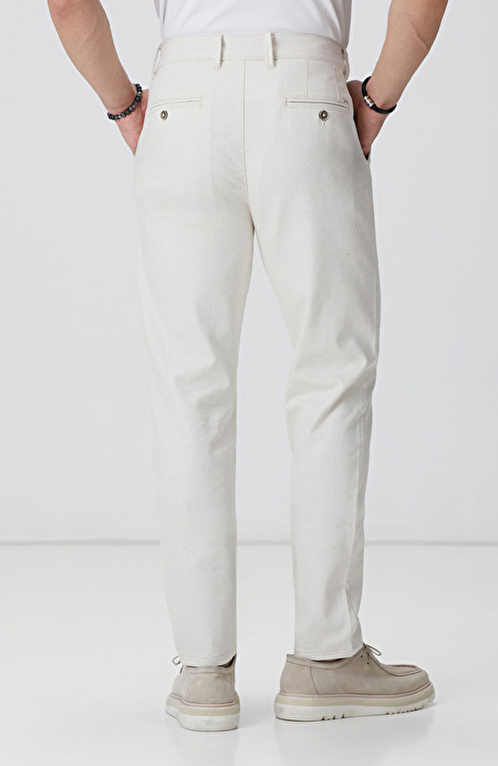 Bej Keten Karışımlı Chino Pantolon_2