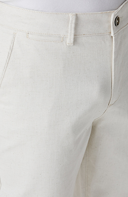 Bej Keten Karışımlı Chino Pantolon_3