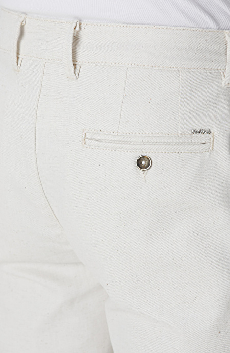 Bej Keten Karışımlı Chino Pantolon_4