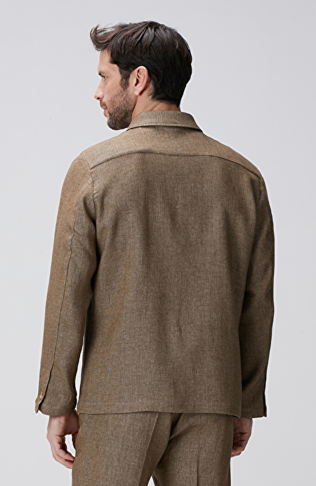 Camel Keten Karışımlı Ceket_5
