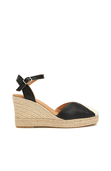Bej Siyah Kadın Espadril_1