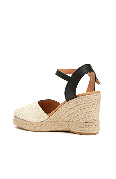 Bej Siyah Kadın Espadril_2
