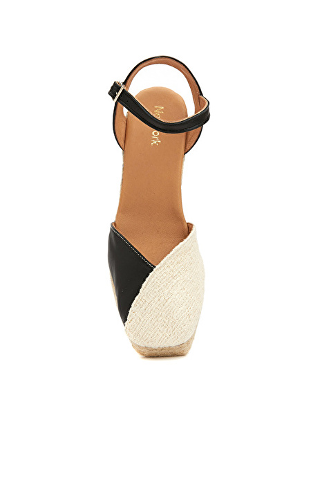 Bej Siyah Kadın Espadril_3