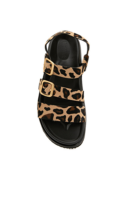 Leopar Kadın Deri Sandalet_3