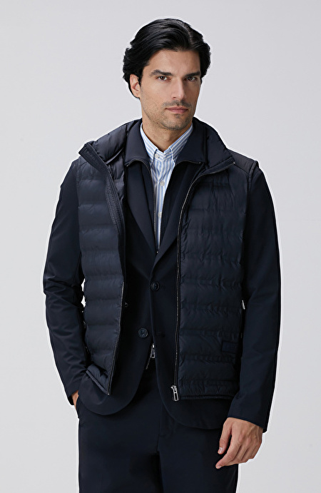Lacivert Puffer Casual Yelek