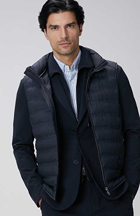 Lacivert Puffer Casual Yelek_1