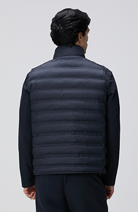 Lacivert Puffer Casual Yelek_4