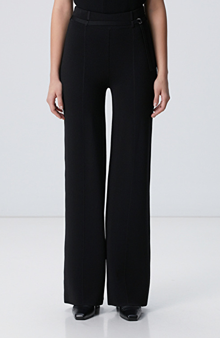 Siyah Bol Form Basic Triko Pantolon_2